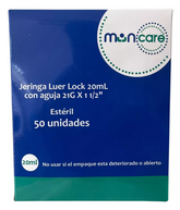 Jeringa 20 Ml L/L 21 G X 1-1/2 Muncare